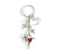 Galaxy Star Keychain Y2k Crescent Moon Star Keyrings Bag Charm Backpack Bags Luggage Purse Handbag Accessories Lucky Pendant Gift for Family Friends (red)
