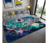 Galaxy Starry Night Mandala Printed Rug Decorative Short Pile Rug for Living Room Bedroom Study Playroom Pink Green Boho Bedside Rug Doormat Kitchen Rug Runners (Colour 3,120x180 cm)