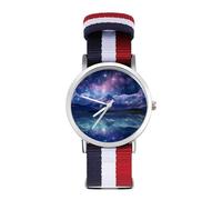 Galaxy Starry Night Mountains Sport Watch for Men Women Nylon Strap Wrist Watch Analog Quartz Watch