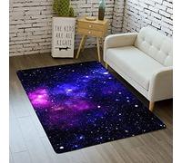 Galaxy Starry Sky Carpets for Teen Boy Gril Kids 3D Outer Space Planet Print Bed Rugs Bedroom Living Room Decorations Floor Indoor Area Rugs Washable Non-Slip Pads (Purple,120x160 cm)