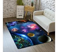 Galaxy Starry Sky Carpets for Teen Boy Gril Kids 3D Outer Space Planet Print Bed Rugs Bedroom Living Room Decorations Floor Indoor Area Rugs Washable Non-Slip Pads (Colorful,80x160 cm)