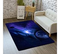 Galaxy Starry Sky Carpets for Teen Boy Gril Kids 3D Outer Space Planet Print Bed Rugs Bedroom Living Room Decorations Floor Indoor Area Rugs Washable Non-Slip Pads (Navy,140x200 cm)