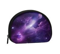 Galaxy Starry Space Purple Starry Minis Storage Bag Shell Wallet Small Coin Purse with Minis with Zipper Change Purse for Coin Keys You Can Also Store Any Small Objects You Want