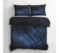 Galaxy Stars Double Duvet Cover - Space Universe Starry Sky Bedding & Bedroom Decor, Super Soft Microfiber Quilt Cover and 2 Pillowcases, with Zip, Reversible Design (e77-Z)