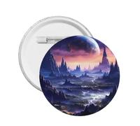 Galaxy Stars Hills -Print Custom Round Enamel Pin - Alloy Metal Lapel Badge For Jacket, Bag, Gift Idea.