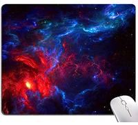 Galaxy Stars Light Black Mouse Pad, Red and Blue Nebula Mouse Pad, Mouse Mat Waterproof Mouse Pad Non-Slip Rubber Base MousePads for Computer Office Laptop Men Women Kids, 9.5"x7.9" Inch