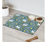 Galaxy Stars Polar Bears Pet Feeding Mat for Cat Dog Water Bowl Food Mats Bears Moon Pet Feeding Mats Absorbent Nti-Slip Contain Spills Protects Floors Placemat 30.4 x 50.8 cm
