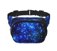 Galaxy Stars Print Square Double Layer functionality Waist Bag Unisex Crossbody Pack Travel Workout, Black, One Size