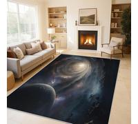 Galaxy Swirl Area Rugs for Living Room, Space Universe Planet Rugs for Bedroom 50x80cm, Machine Washable Carpet, Non Slip Soft Low Pile Patterned Indoor Rug QAZ11