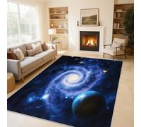 Galaxy Swirl Area Rugs for Living Room, Universe Planet Space Star Rugs for Bedroom 40x60cm, Machine Washable Carpet, Non Slip Soft Low Pile Patterned Indoor Rug QAZ26