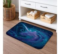 Galaxy Swirl Quick Dry Bath Mat, Cosmic Blue Violet Patterns Absorbent Non Slip Shower Mat, Modern Memory Foam Washable Bath Rugs for Bathroom Toilet Restroom Decorative 20x32 Inch