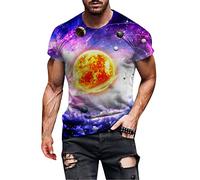 Galaxy T Shirt Universe T-Shirt Space T Shirts for Men Nebula Tshirts 3D Tee Summer Casual Short Sleeve Tee Tops (Purple, 5XL)