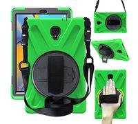 Galaxy Tab A 10.5 Case 2018, SM-T590/T595/T597 Case, 360 Degree Rotating Kickstand Cover with Hand Strap& Shoulder Strap, Heavy Duty Shockproof Case for Samsung Galaxy Tab A 10.5 inch 2018 (Green)