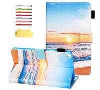 Galaxy Tab A 8.4 Case 2020 Model (SM-T307 & SM-T307U) with Pencil Holder Pockets Multi-Angle Viewing Folio Stand PU Leather Shockproof TPU Cover for Samsung Galaxy Tab A 8.4 inch T307, Beach Sunrise