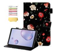Galaxy Tab A 8.4 Case 2020 Model (SM-T307 & SM-T307U) with Pencil Holder Pockets Multi-Angle Viewing Folio Stand PU Leather Shockproof Cover for Samsung Galaxy Tab A 8.4 inch T307, Black Rose Flower