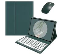 Galaxy Tab A7 Lite 8.7 Inch Keyboard Case with Bluetooth Keyboard and Mouse, Candy Color Removable Round Keyboard Cover, Dark Green