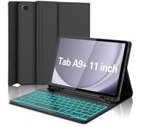 Galaxy Tab A9 Plus Case with Keyboard 5G 11 Inch 2023 (SM-X210/X216/X218), 7 Color Backlit Detachable Tablet Keyboard Cover with S Pen Holder for Samsung Galaxy Tab A9+ 11" (Black)
