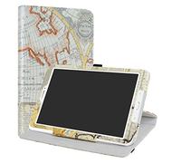 Galaxy Tab E 9.6" Rotating Case,LiuShan 360 Degree Rotation Stand PU Leather With Cute Pattern for Samsung Tab E SM-T560 / T561 / T565 9.6-Inch Android Tablet(Not fit tab e 8.0),Map White