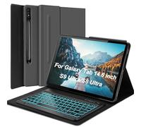 Galaxy Tab S10 Ultra/S9 Ultra/S8 Ultra Keyboard Case, 7 Colors Backlight Detachable Wireless Keyboard, Magnetic Folio Cover with S Pen Holder for Samsung S10/S9/S8Ultra 2024/2023/2022 14.6 inch - Grey