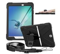 Galaxy Tab S2 9.7 Case - Dropproof Shockproof Heavy Duty Tablet Cover Rotatable Kickstand Handle Stand Hand Strap Shoulder Belt Carrying Case for Samsung SM-T810/T813/T815/T817/T818/T819 9.7" Black