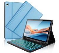 Galaxy Tab S6 Lite Case with Keyboard 10.4 inch 2024/2022/2020, 7 Color Backlit Bluetooth Detachable Keyboard, Smart Folio Protective Cover with S Pen Holder for Samsung Tablet S6 Lite 10.4'', SkyBlue