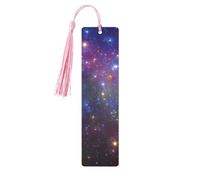 Galaxy Tassel Bookmarks Set for Women, 5 Pc Wooden Book Study Supplies Accessories for Reading