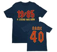 Galaxy Tees 2025 Birthday Personalised 40th T Shirt 1985 A Legend was Born with Back Print Midnight Navy Blue / 2XL