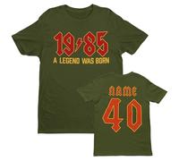 Galaxy Tees 2025 Birthday Personalised 40th T Shirt 1985 A Legend was Born with Back Print Military Green/L