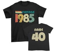 Galaxy Tees 2025 Birthday Personalised 40th T Shirt Vintage 1985 with Name & Age On Back Black/XL
