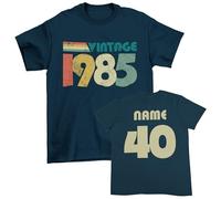 Galaxy Tees 2025 Birthday Personalised 40th T Shirt Vintage 1985 with Name & Age On Back Midnight Navy Blue/XL