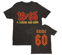 Galaxy Tees 2025 Birthday Personalised 60th T Shirt 1965 A Legend was Born with Back Print Black/XL