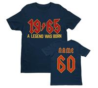 Galaxy Tees 2025 Birthday Personalised 60th T Shirt 1965 A Legend was Born with Back Print Midnight Navy Blue/M
