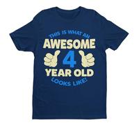 Galaxy Tees Boys 4th Birthday T Shirt This is What an Awesome 4 Year Old Looks Like (UK, Age, 3 Years, 4 Years, Regular, Navy Blue)