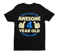 Galaxy Tees Boys 4th Birthday T Shirt This is What an Awesome 4 Year Old Looks Like (UK, Age, 5 Years, 6 Years, Regular, Black)