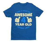 Galaxy Tees Boys 4th Birthday T Shirt This is What an Awesome 4 Year Old Looks Like (UK, Age, 5 Years, 6 Years, Regular, Royal Blue)