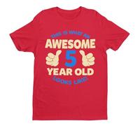 Galaxy Tees Boys 5th Birthday T Shirt This is What an Awesome 5 Year Old Looks Like (UK, Age, 5 Years, 6 Years, Regular, Red)