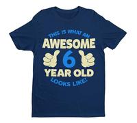 Galaxy Tees Boys 6th Birthday T Shirt This is What an Awesome 6 Year Old Looks Like Gift Midnight Navy Blue / 5-6 Years