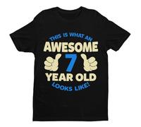 Galaxy Tees Boys 7th Birthday T Shirt This is What an Awesome 7 Year Old Looks Like Gift Black / 7-8 Years