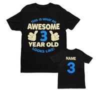 Galaxy Tees Boys Personalised 3rd Birthday T Shirt This is What an Awesome 3 Year Old Looks Like with Name and Age Printed on Back (UK, Age, 5 Years, 6 Years, Regular, Black)