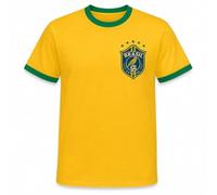 Galaxy Tees Brazil-Inspired Ringer T-Shirt - Yellow/Green - 3XL