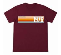 Galaxy Tees Established 1976 T-Shirt 50th Birthday 2026 Retro Stripe Born in 1976 Vintage Style Unisex Adult Gift (UK, Alpha, L, Regular, Regular, Maroon)