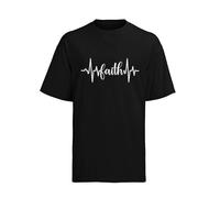 Galaxy Tees Faith Heartbeat Christian T-Shirt Inspirational Gift for Believers Witness Black/L