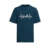Galaxy Tees Faith Heartbeat Christian T-Shirt Inspirational Gift for Believers Witness Midnight Navy Blue/XL