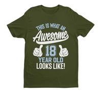 Galaxy Tees Funny 18th Birthday Short Sleeved T Shirt This is What an Awesome 18 Year Old Looks Like Gift Military Green S