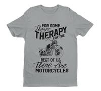 Galaxy Tees Funny Biker T Shirt for Some There's Therapy for The Rest of Us Motorcycles Silver Melange/L