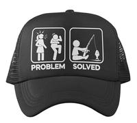 Galaxy Tees Funny Fishing Cap Problem Solved with Nagging Wife Partner Graphic Trucker Cap Black