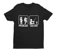 Galaxy Tees Funny Fishing T Shirt Problem Solved Short Sleeved Black 2XL