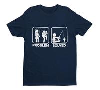 Galaxy Tees Funny Fishing T Shirt Problem Solved Short Sleeved Midnight Navy Blue 2XL