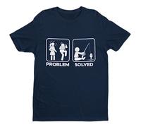 Galaxy Tees Funny Fishing T Shirt Problem Solved Short Sleeved Midnight Navy Blue 4XL