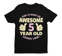 Galaxy Tees Girls 5th Birthday T Shirt This is What an Awesome 5 Year Old Looks Like Gift Black / 3-4 Years